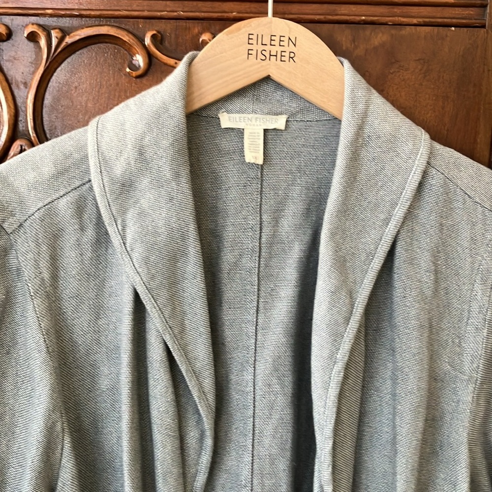 Eileen Fisher Women's Light Gray Linen Open-Front Jacket